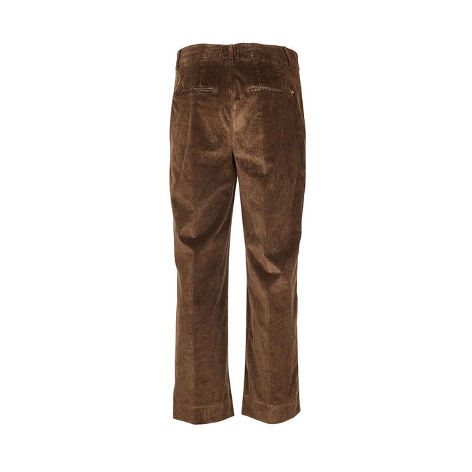 MELI RIBBED VELVET TROUSERS Woman Verde Militare