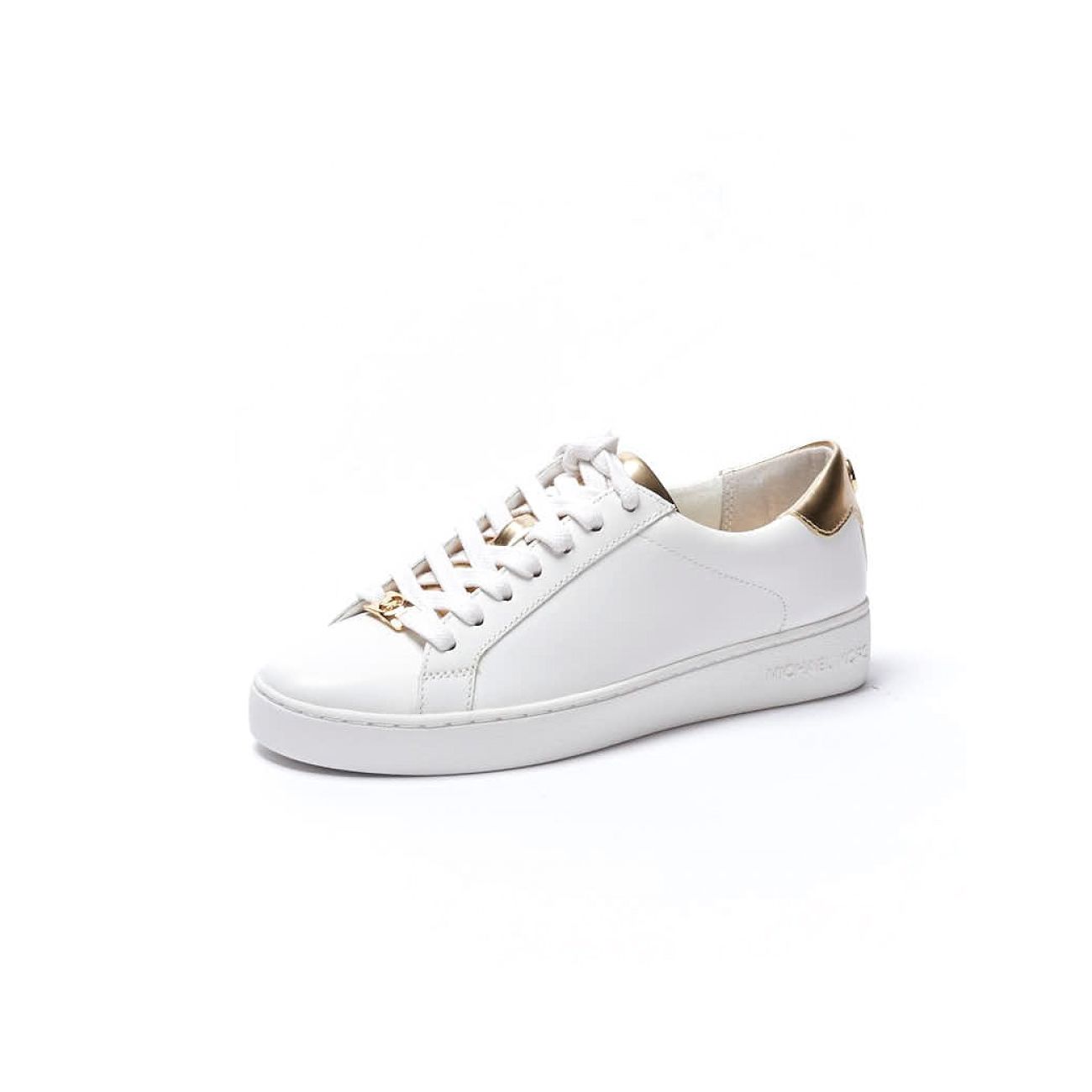 MICHAEL KORS LEATHER LOW SNEAKER IRVING Woman Optic White Pale Gold