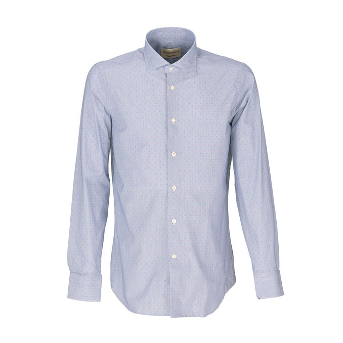 MICRO POLKA DOTS SLIM FIT SHIRT Man Light blue Multicolor