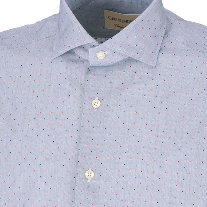 MICRO POLKA DOTS SLIM FIT SHIRT Man Light blue Multicolor