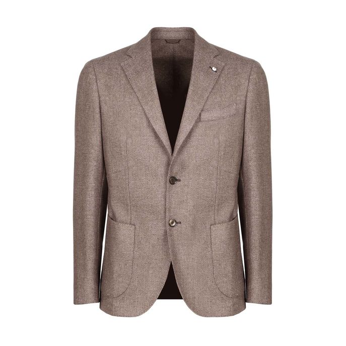 MICROPATTERN WOOL JACKET Man Brown White