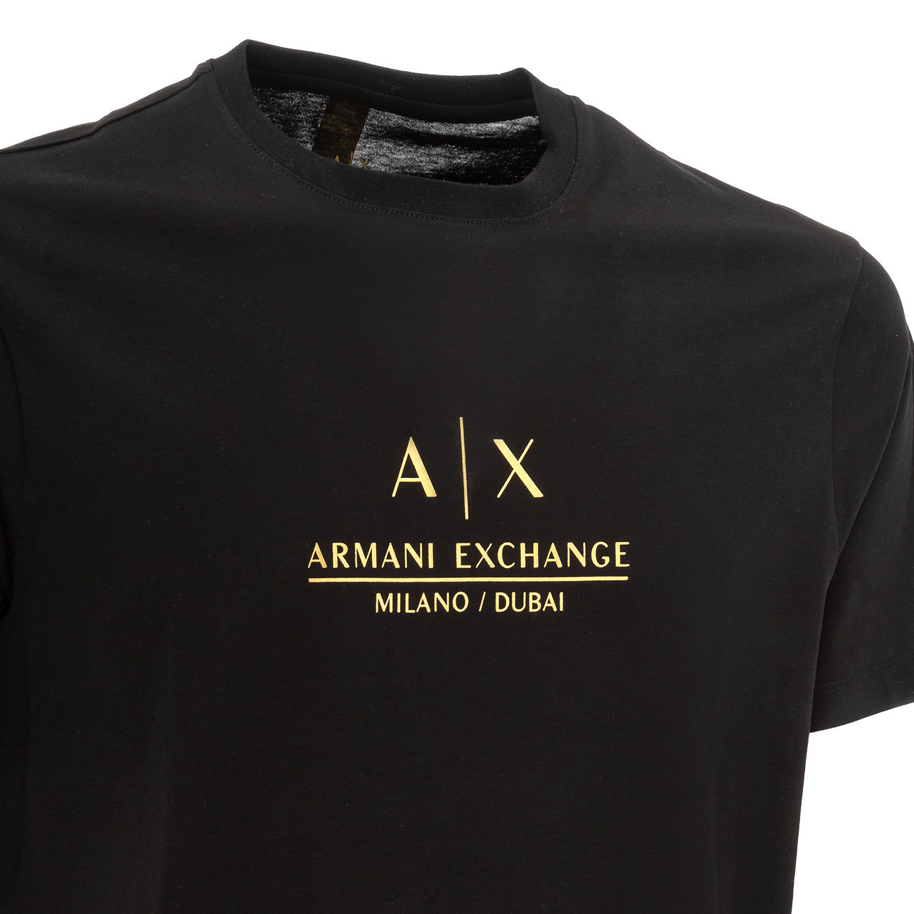 ARMANI EXCHANGE MILANO DUBAI T-SHIRT Man Black Gold Logo