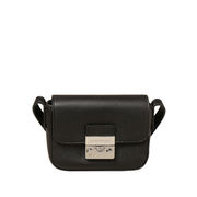 MINI HAMMERED FAUX LEATHER SHOULDER BAG WITH FLAP Woman Black MINI HAMMERED FAUX LEATHER SHOULDER BAG WITH FLAP Woman Black