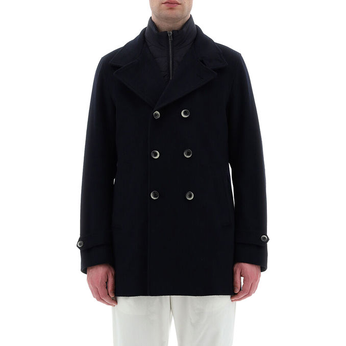 MIXED WOOL COAT Man Blue
