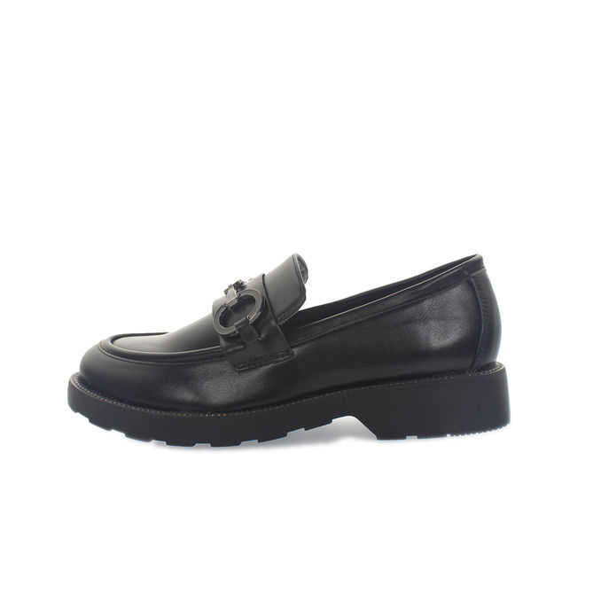 MOCCASINS WITH METAL CLAMP Woman Black