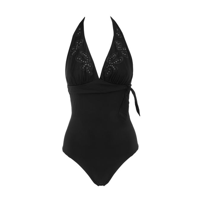 FREE BEACH MONOKINI WITH RHINESTONES AND GLITTER Woman Black ...