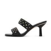 MULE AMELIA ECO-LEATHER SANDAL WITH STUDS Woman Black MULE AMELIA ECO-LEATHER SANDAL WITH STUDS Woman Black