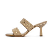 MULE AMELIA ECO-LEATHER SANDAL WITH STUDS Woman Camel MULE AMELIA ECO-LEATHER SANDAL WITH STUDS Woman Camel