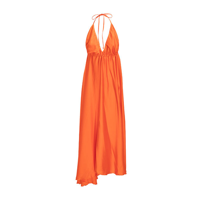 MUSE DRESS WITH THIN SHOULDERS Woman Orange