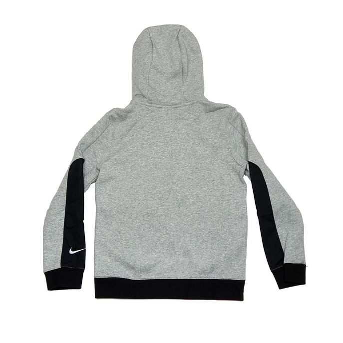 nike winter fleece hoodie with nylon panels in grey