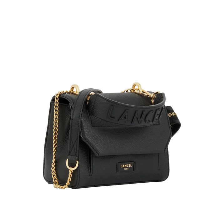 LANCEL NINON MEDIUM BAG Woman Black Gold Mascheroni Store