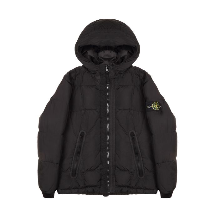 NYLON JACKET WITH HOOD AND POCKETS Kids Black