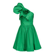ONE SHOULDER TAFFETA DRESS Woman Emerald Green ONE SHOULDER TAFFETA DRESS Woman Emerald Green