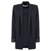 OPEN JACKET WITH CADI PIUME INSERT BELT Woman Black OPEN JACKET WITH CADI PIUME INSERT BELT Woman Black