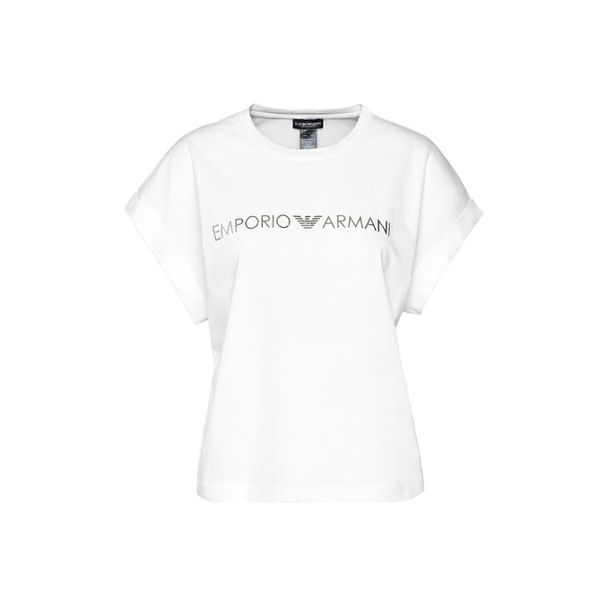 OVER T SHIRT WITH DROP SLEEVES Woman White Silver logo