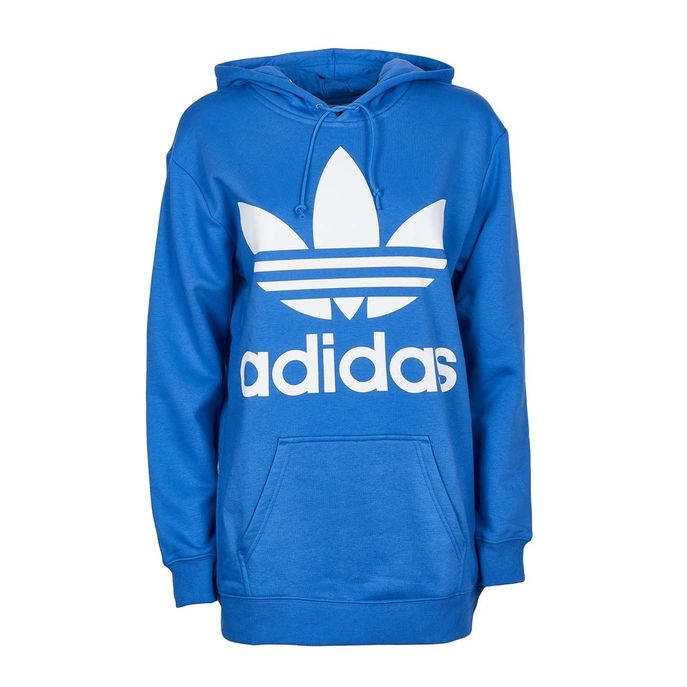 ADIDAS OVERSIZE TREFOIL HOODIE SWEATSHIRT Woman Light blue white ...