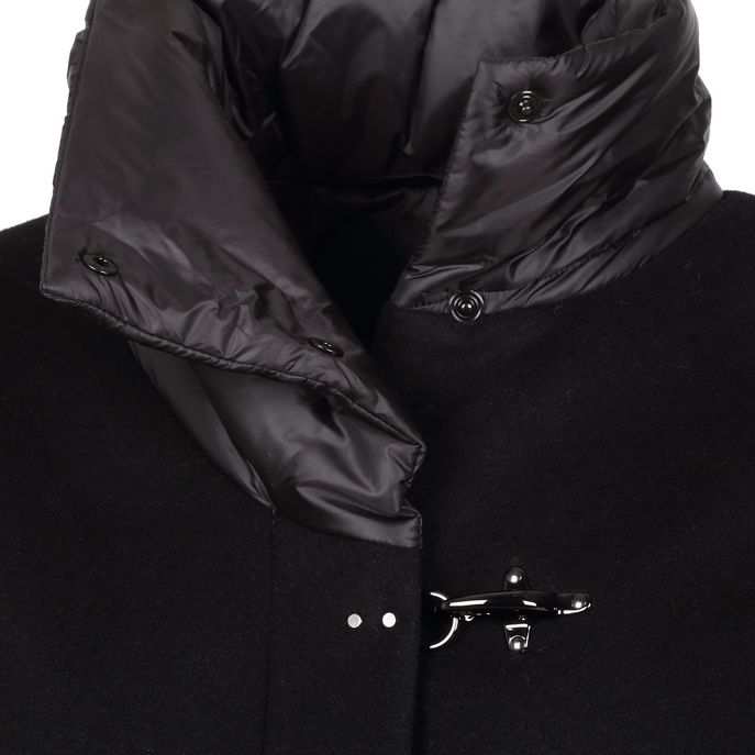 PADDED COAT IN WOOL AND NYLON Woman Black