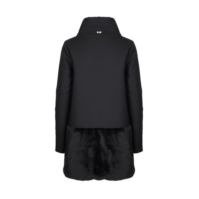 PADDED COAT WITH PLUSH DETAILS Girl Black