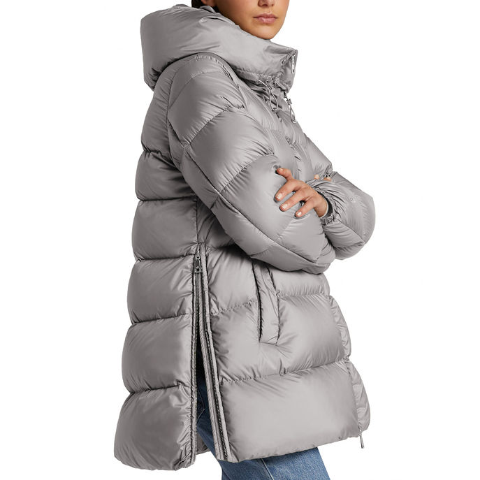 PADDED JACKET WITH ADJUSTABLE COLLAR Woman Clay