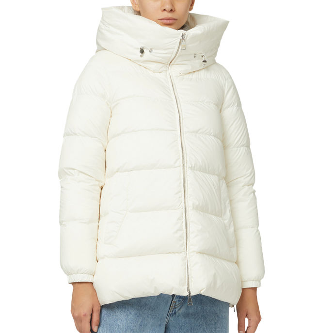 PADDED JACKET WITH ADJUSTABLE COLLAR Woman Ivory