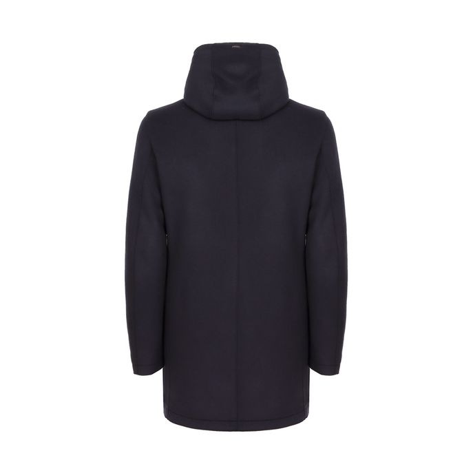PADDED PARKA IN BOILED WOOL Man Blue Navy