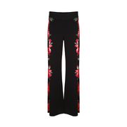 PALAZZO TROUSERS IN JERSEY WITH FLORAL PRINT Woman Black Multicolor PALAZZO TROUSERS IN JERSEY WITH FLORAL PRINT Woman Black Multicolor