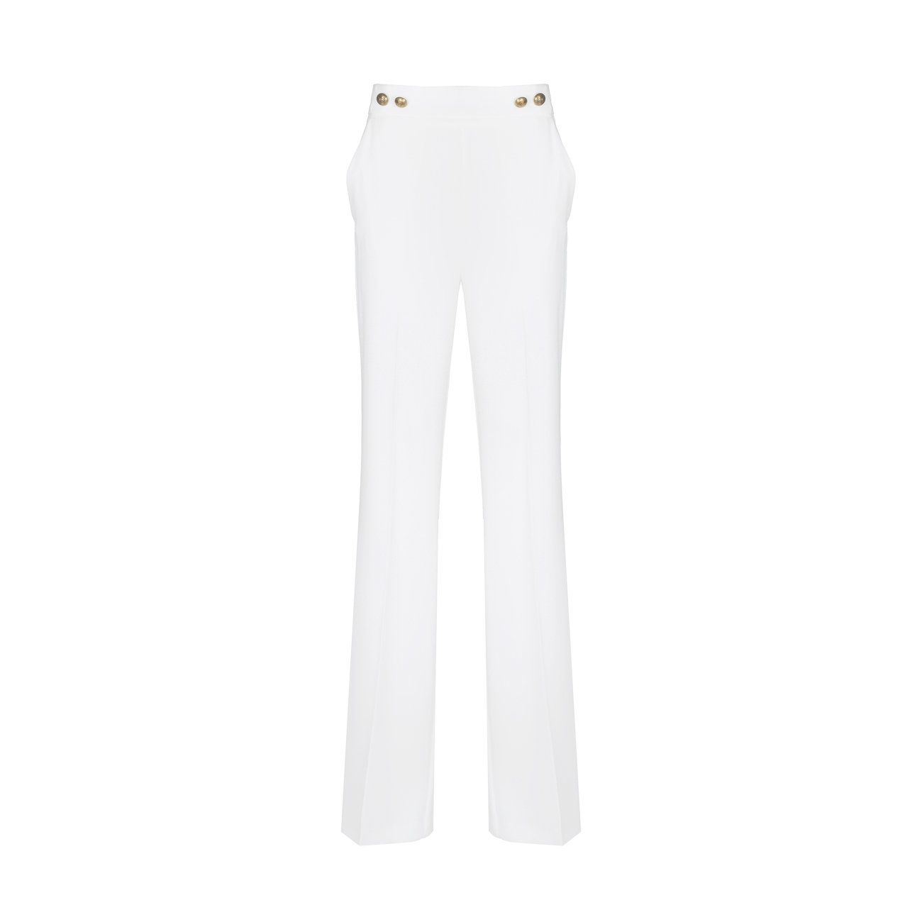 Pinko Cotton Button Detailed Flared Trousers in White Womens Trousers Save 32% Slacks and Chinos Slacks and Chinos Pinko Trousers 