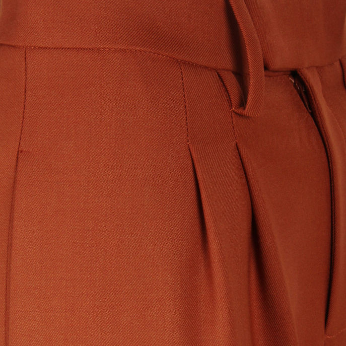 PANTALONI A PALAZZO CON PINCES FRESCO DI LANA Donna Tabacco