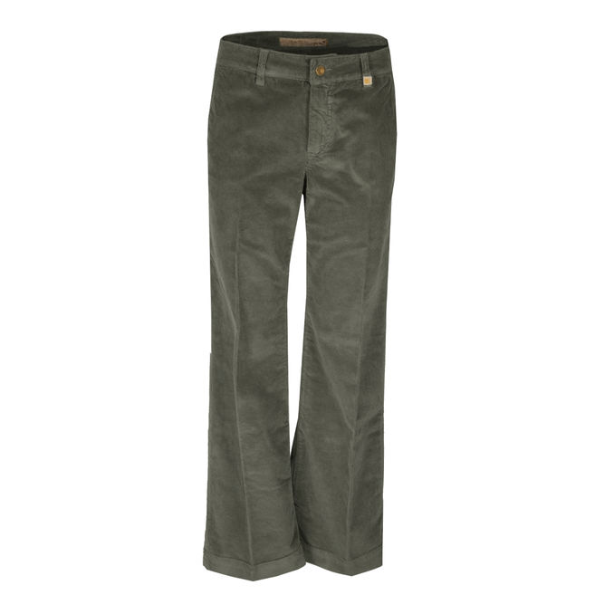 PANTS 5 POCKETS IN VELVET Woman Moss