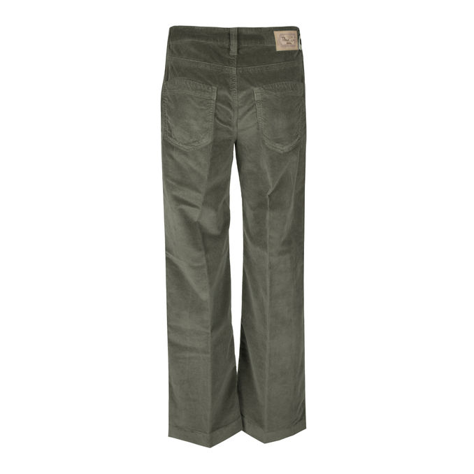 PANTS 5 POCKETS IN VELVET Woman Moss