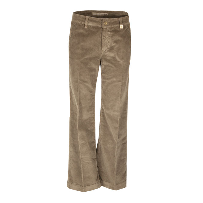 PANTS 5 POCKETS IN VELVET Woman Taupe