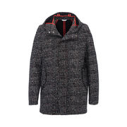 PARKA WITH MICROPATTERN HOOD IN MIXED WOOL Man Nero Mattone PARKA WITH MICROPATTERN HOOD IN MIXED WOOL Man Nero Mattone