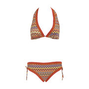 PATTERNED TRIANGLE BIKINI WITH CROCHET EDGES Woman Orange PATTERNED TRIANGLE BIKINI WITH CROCHET EDGES Woman Orange