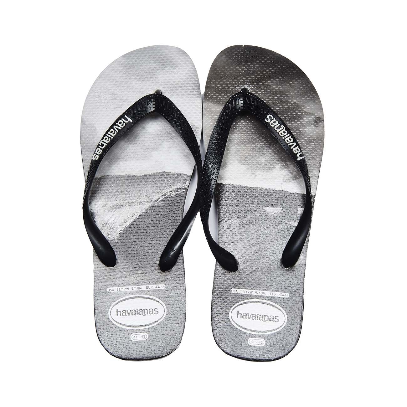 Men's 9/10 Havaianas Photoprint Flip Flop Sandals Black &White 