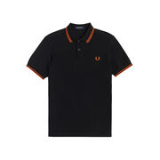 PIQUET POLO SHIRT WITH CONTRASTING INSERTS Man Black Rust Rust PIQUET POLO SHIRT WITH CONTRASTING INSERTS Man Black Rust Rust