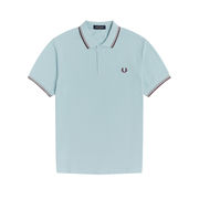PIQUET POLO SHIRT WITH CONTRASTING INSERTS Man Chalk Blue PIQUET POLO SHIRT WITH CONTRASTING INSERTS Man Chalk Blue