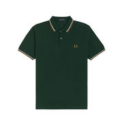 PIQUET POLO SHIRT WITH CONTRASTING INSERTS Man Evergreen Snow Caramel PIQUET POLO SHIRT WITH CONTRASTING INSERTS Man Evergreen Snow Caramel