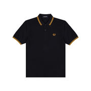 PIQUET POLO SHIRT WITH CONTRASTING INSERTS Man Navy Gold PIQUET POLO SHIRT WITH CONTRASTING INSERTS Man Navy Gold