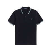 PIQUET POLO SHIRT WITH CONTRASTING INSERTS Man Navy Snow Smok Blue PIQUET POLO SHIRT WITH CONTRASTING INSERTS Man Navy Snow Smok Blue