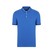 PIQUET POLO SHIRT WITH CONTRASTING PROFILES AND LOGO Man Blu Cina PIQUET POLO SHIRT WITH CONTRASTING PROFILES AND LOGO Man Blu Cina