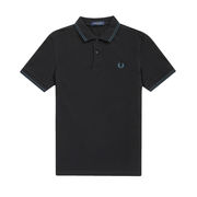 PIQUET POLO SHIRT WITH DOUBLE CONTRAST TRIM Man Black Blue green PIQUET POLO SHIRT WITH DOUBLE CONTRAST TRIM Man Black Blue green