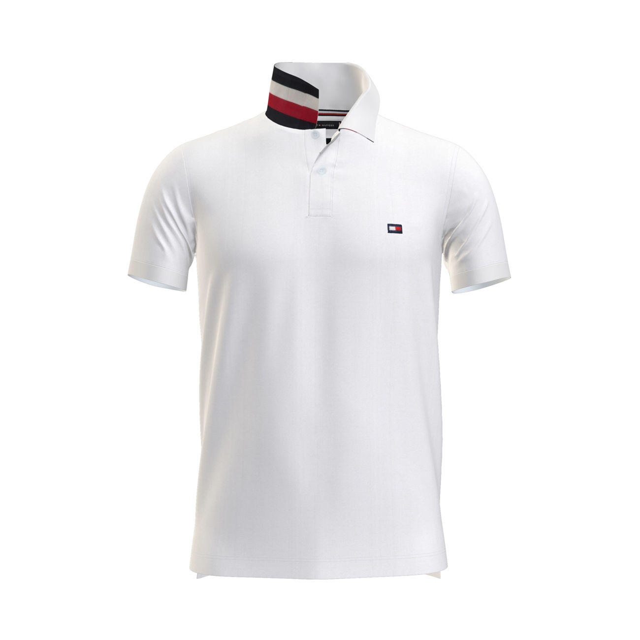 TOMMY HILFIGER PIQUET POLO SHIRT WITH TRICOLOR UNDERNECK Man White