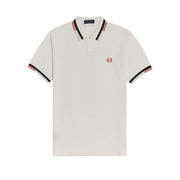 PIQUET POLO WITH ABSTRACT STRIPE Man Now White PIQUET POLO WITH ABSTRACT STRIPE Man Now White
