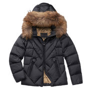 PIUMINO IN PIUMA CON LINEE OBLIQUE Donna Nero Biscotto PIUMINO IN PIUMA CON LINEE OBLIQUE Donna Nero Biscotto