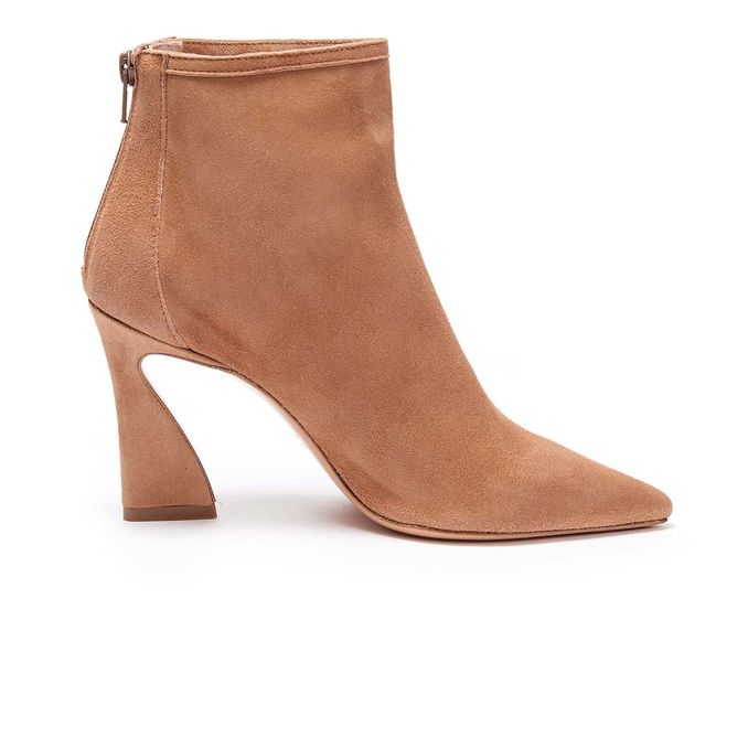 POINTED ANKLE BOOTS IN SUEDE Woman Beige
