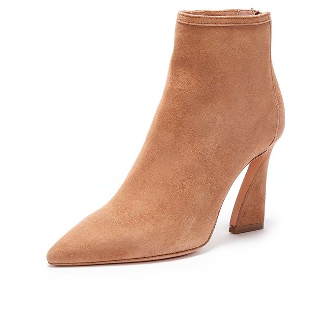 POINTED ANKLE BOOTS IN SUEDE Woman Beige