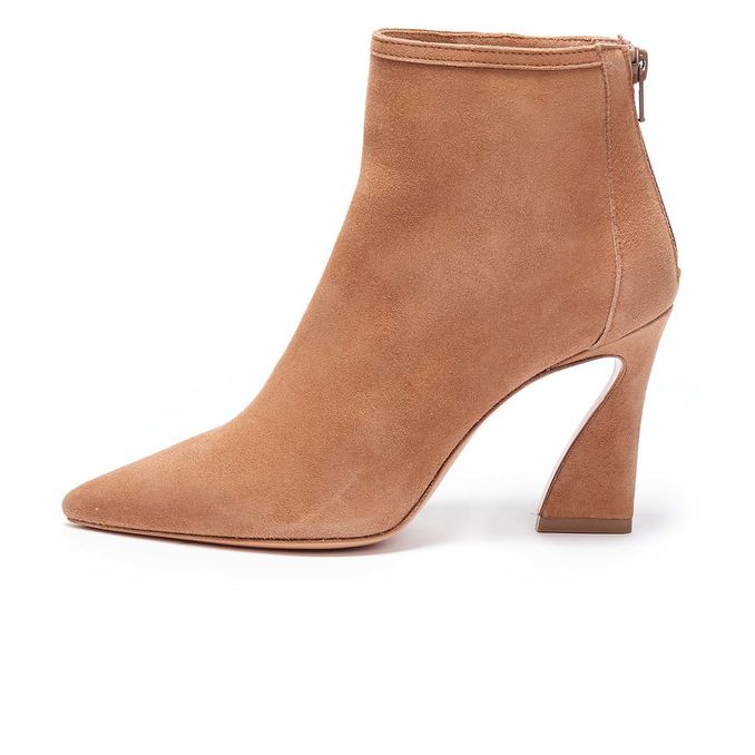 POINTED ANKLE BOOTS IN SUEDE Woman Beige