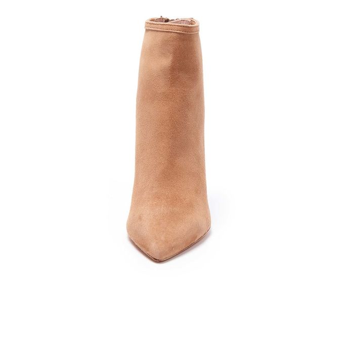 POINTED ANKLE BOOTS IN SUEDE Woman Beige