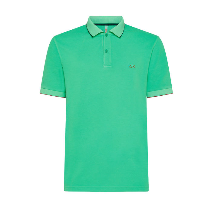 POLO SMALL STRIPE ON COLLAR Man Green Fluo
