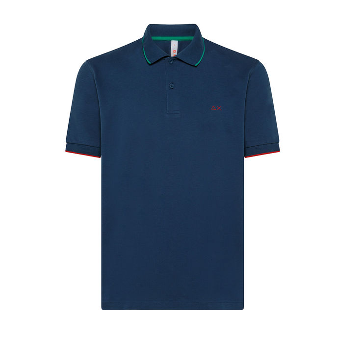 POLO SMALL STRIPE ON COLLAR Man Navy Scuro